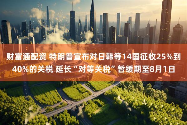 财富通配资 特朗普宣布对日韩等14国征收25%到40%的关税 延长“对等关税”暂缓期至8月1日