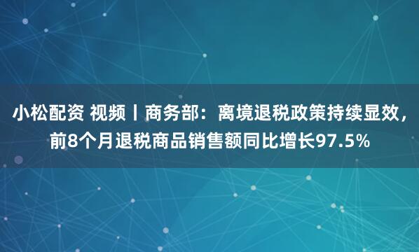 小松配资 视频丨商务部：离境退税政策持续显效，前8个月退税商品销售额同比增长97.5%
